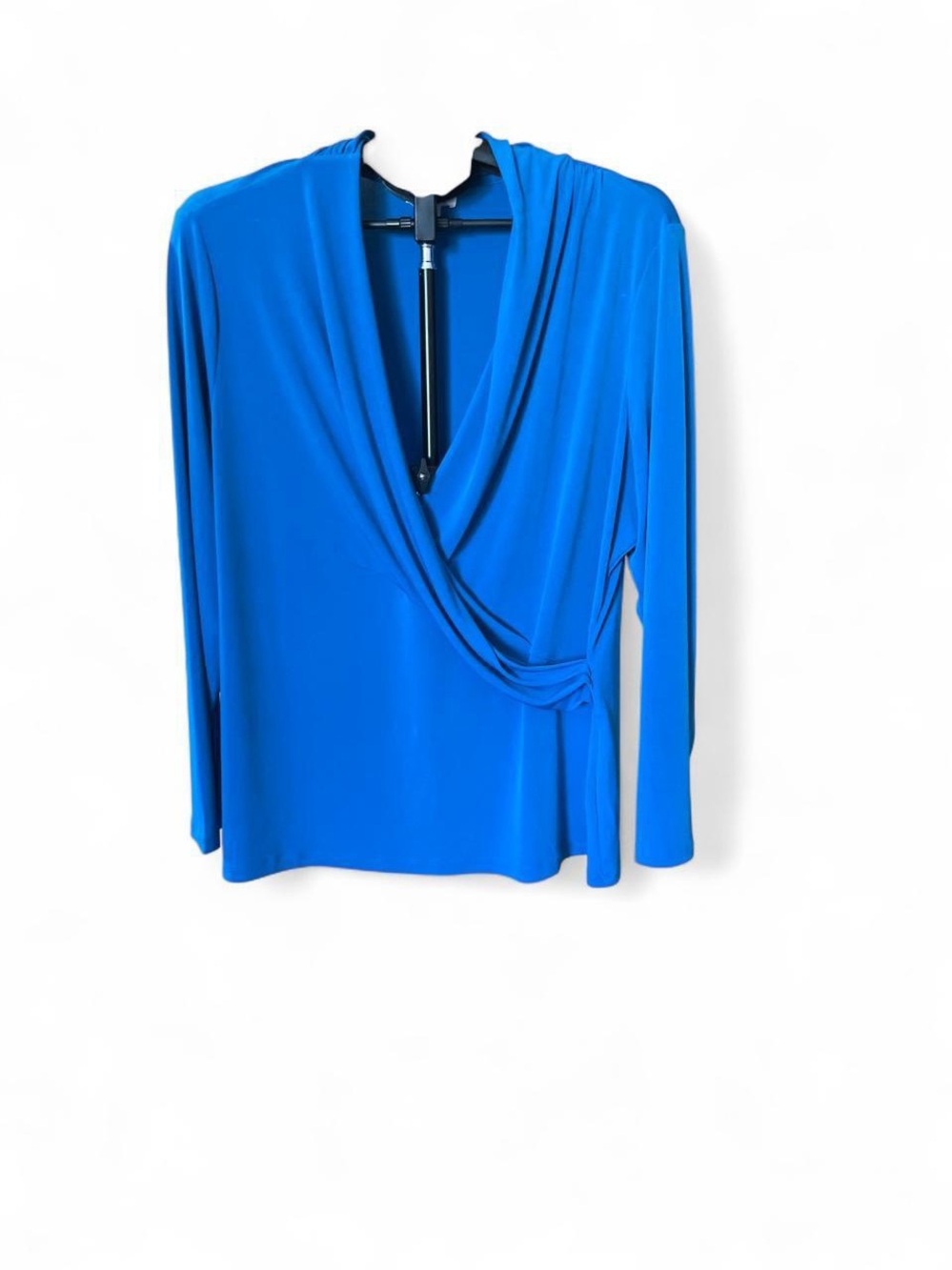 Charter Club Cowl-Neck Wrap Long-Sleeve Top in Royal Blue